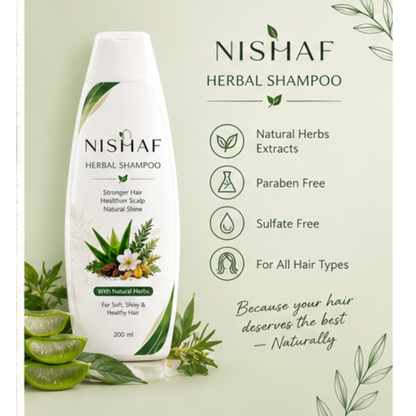 Nishaf Herbal Shampoo Stronger Hair, Healthier Scalp, Natural Shine