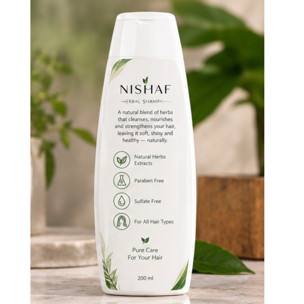 Nishaf Herbal Shampoo Stronger Hair, Healthier Scalp, Natural Shine